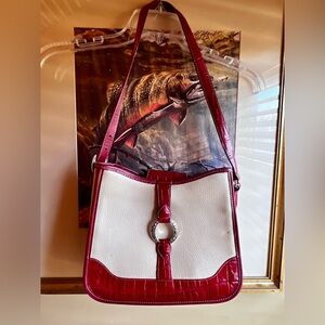 Vintage Brighton Pebbled Leather Cream and Red Purse